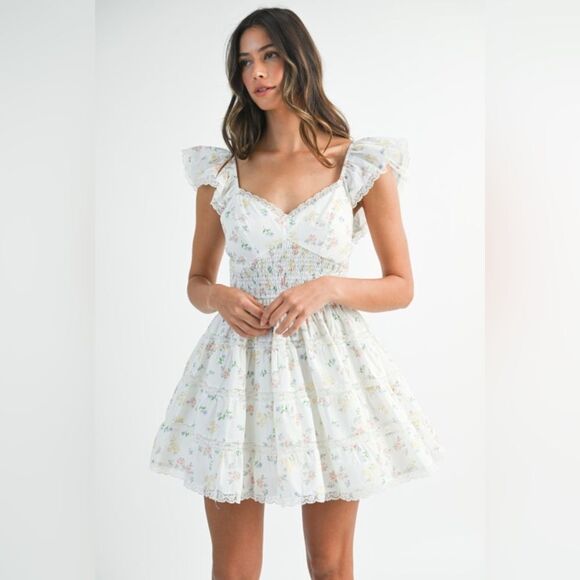 Floral Ruffle Sleeve Dress - Picture 7 of 15